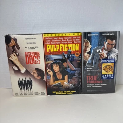 Quentin Tarantino 3 VHS Lot: Reservoir Dogs, Pulp Fiction, True Romance - Image 1 of 4