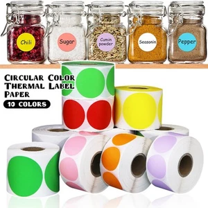 Direct Thermal Label Self-Adhesive Circle Name Tag Label Thermal Sticker Roll - Picture 1 of 22
