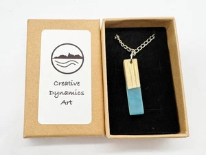 CREATIVE DYNAMICS ART HANDMADE WOOD RESIN PENDANT NECKLACE BOXED JEWELRY - Picture 1 of 5
