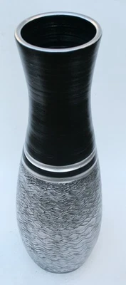 BODENVASE Dekovase Keramik Schwarz Silber Handgefertigt aus Portugal 60cm Hoch - Bild 1 von 4