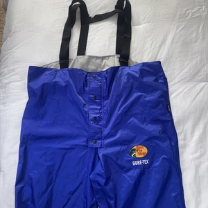 Bass Pro Shops Gore-Tex Fishing Rain Bibs Overalls Mens 2XL Blue Waders - Picture 1 of 17