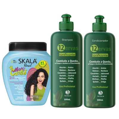 Skala Mais Curls Cream 1000g + Trihair 12 Herbs Shampoo & Conditioner Set - Image 1 of 4