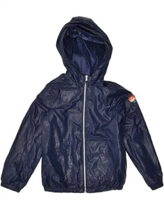 BENETTON Girls Hooded Rain Jacket 5-6 Years Small Navy Blue Polyester BC20 - Picture 1 of 4