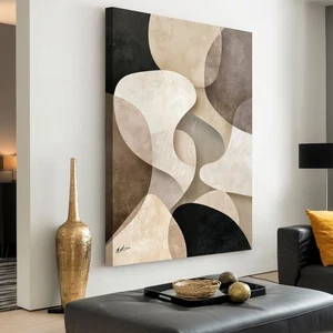 Modernes Wandbild Abstrakt Beige Braun Leinwand Kunst Wohnzimmer Dekoration 8780 - Bild 1 von 10