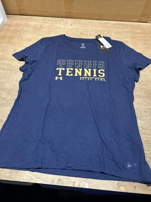 NWT Under Armour Notre Dame Women’s Tennis T-Shirt Blue Sz Large - Image 1 of 4