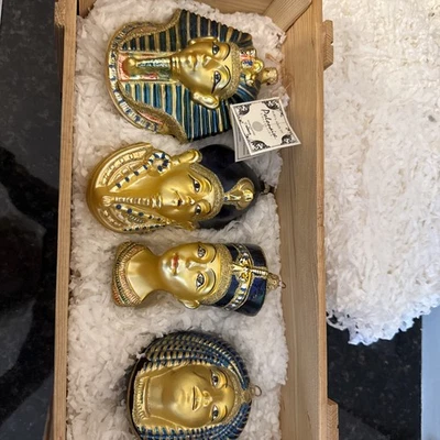 RARE EGYPTIAN KURT ADLER POLONAISE CHRISTMAS ORNAMENTS SET OF 4-ORiGINAL CRATE - Image 1 of 4