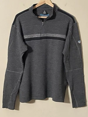Kuhl Downhill Racr Racer Sweater Mens Large Merino Wool 1/4 Zip Pullover Logo - Image 1 of 4