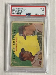 1959 Topps 212 White Back Fence Busters Hank Aaron Eddie Matthews PSA 1 - Imagen 1 de 1