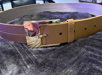 Cinturón Michael Kors Caramelo/Marrón Talla L Cuadrado Dorado Firma En Hebilla Foto 1 de 4