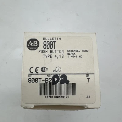 ALLEN BRADLEY CAT#800T-B6D2 EXTENDIDO CABEZA NEGRA PULSADOR 1 NO-1 NC, TIPO 4,13 Foto 1 de 3