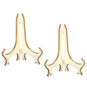 6" Acrílico Decorativa Placa Soporte 2pzs Plegable para Mostrar Foto, Blanco Oro - Imagen 1 de 6