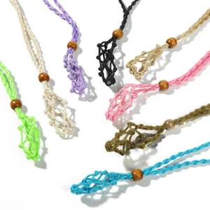 Empty Stone Holder Necklace Crystal Quartz DIY Gemstone Cage Rope Cord Pendant - Picture 1 of 30