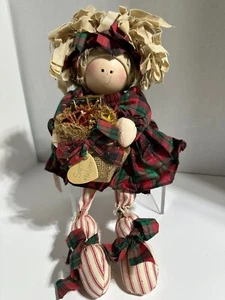 Vintage Karla's Kreations Curly Hair Block Doll Santa's Helper Rare Find! - Picture 1 of 7