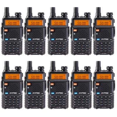 10 Pack Baofeng UV-5R Walkie Talkie Dual Band VHF/UHF Two-way Radio + Headset - Image 1 of 4