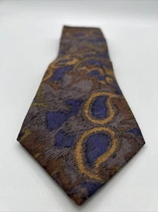 "Corbata de seda vintage Lanvin Paris azul dorado 58x3,5""" - Imagen 1 de 6
