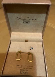 Mia Fiore made in Italy 18K Gold Plated 925 Sterling silver Earrings NIB - Picture 1 of 5