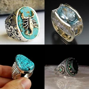 Size 6-10 Fashion Elegant Gorgeous Blue Turquoise Vintage Indian Style Gift - Picture 1 of 18