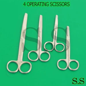 SET OF 4 OPERATING DISSECTING SCISSORS STRAIGHT SHARP BLUNT 4.5", 5.5", 6.5" ,8" - Picture 1 of 3