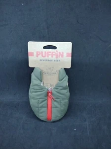 Puffin Drink Wear Camo Vest Jacket Koozie- Green & Orange - Picture 1 of 4