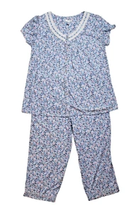 SECRET TREASURES Women's PJ Pajama Set Blue Floral Print Sleepwear Small 4-6 NEW - Picture 1 of 11