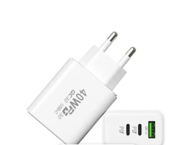 USB C Ladegerät, 40 W 3-Port  USBC Netzteil Adapter Mehrfach für Iphone Samsung - Bild 1 von 4