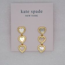 Kate spade Jewelry Gold Plated CZ Heart Mother Of Pearl Drop Dangle Earrings NWT