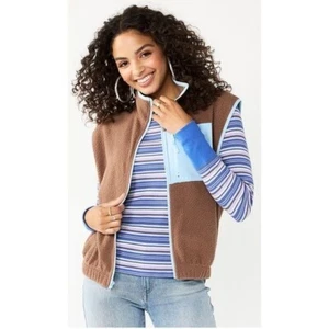 Nuevo con etiquetas Chaleco So Sherpa Marrón y Azul Juniors Talla S - Imagen 1 de 3