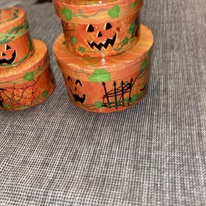 7 Piece Halloween Nesting Boxes Pumpkins Rat Spider Web - Picture 1 of 10