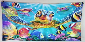 Sea Turtles and Fish 60 X 30 Beach Pool Ocean Tropical Microfiber Towel Bath - Picture 1 of 7