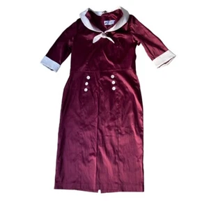 Hell Bunny Vixen Women's Maroon Size Large Rockabilly Style Dress Vintage 1950s - Picture 1 of 15
