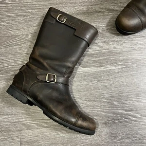 Ugg Women Gershwin 1001656 Brown Australia Size 8 Biker Winter Boot Leather Fur - Picture 1 of 14