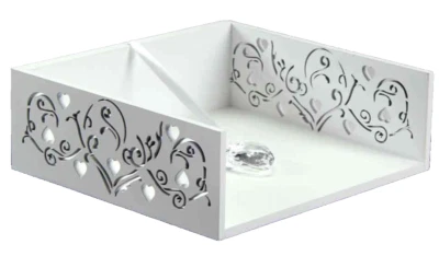 PORTATOVAGLIOLI DA TAVOLO CUORE LEGNO BIANCO CASA PIZZERIA RISTORANTE 19*18*7 cm - Immagine 1 di 4