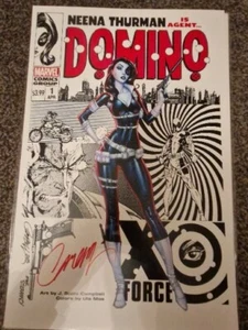 Domino Neena Thurman Art Print Signed By J Scott Campbell 11X17 - Picture 1 of 3