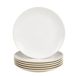 Two Tone Coupe 10.5” Dinner Plate Set Of 6 Tan/White - Picture 1 of 5
