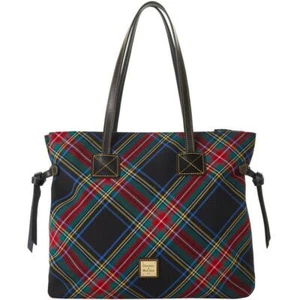 DOONEY BOURKE BLACK TARTAN PLAID LARGE VICTORIA CARRYALL BAG $278.00 BNWT - Picture 1 of 4