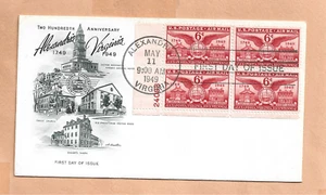 C40 BLOCK AIR MAIL FDC MAY 11,1949 ALEXANDRIA VA ARTMASTER - Picture 1 of 1