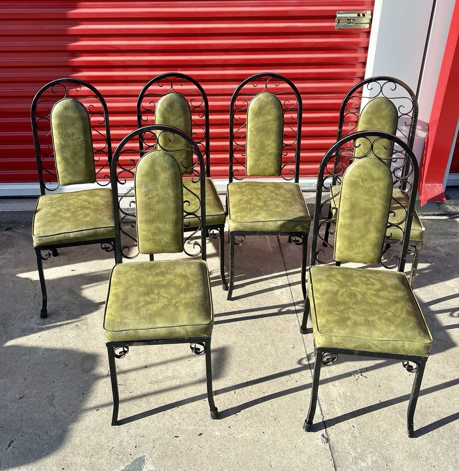 Vintage Mid-Century Spanish Revival Douglas Furniture Wrought Iron Dining Chairs - Image 1 of 4