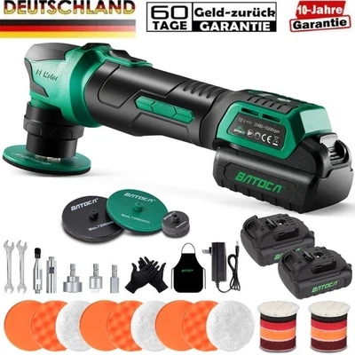 BATOCA S4 12V Batería Pulidora para Coche Amoladora Excéntrica Pulidora Set con 2 Baterías