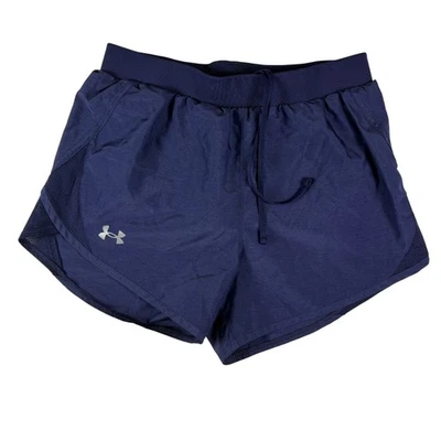 Under Armour HeatGear Running Shorts XS Loose Fit Blue Mesh Womens Athletic Gym - Image 1 of 4