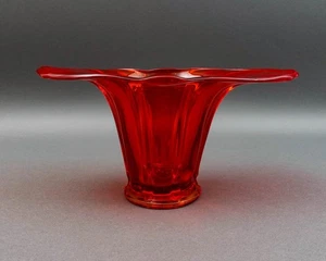 L.E. Jarrón Smith Mid Century Moderno Cola de Ballena Rojo Amberina Arte Oscilante Vidrio Raro - Imagen 1 de 8