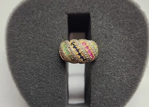 Vintage Sterling/Vermeil Multi-Edelstein Cocktail Ring - Bild 1 von 6