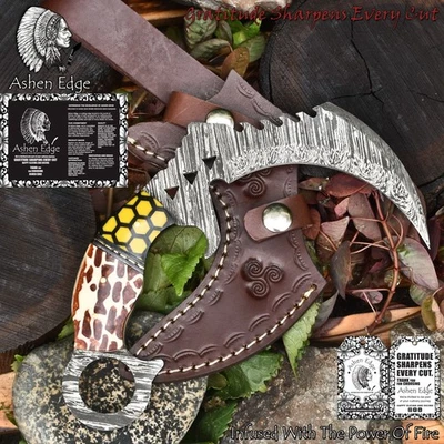 Ashen Edge Handmade Karambit Knife Twist Damascus Micarta Everyday Carry - Image 1 of 4