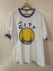 Vintage 90s NBA Golden State Warrior Logo Graphic Ringer T Shirt Size XL - Bild 1 von 9