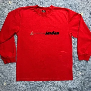 VINTAGE Air Jordan Suede Long Sleeve Shirt Size Large Youth Retro Bred Y2K - Picture 1 of 11