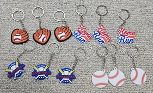 12 Pc Baseball Birthday Party Favor Keychain Key Chains Rubber Gift Glove Home - Picture 1 of 9
