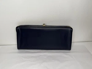 Cartera clutch vintage de mediados de siglo azul oscuro con monederos de cambio adjuntos, ¡única! - Imagen 1 de 12