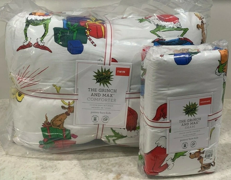 Pottery Barn Kids TEEN Dr. Seuss Grinch and MAX Christmas TWIN comforter sham - Image 1 of 1