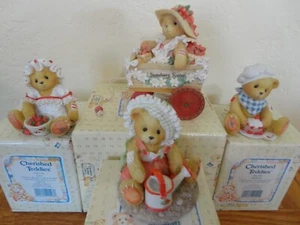 Lot of 4 Cherished Teddies DOWN STRAWBERRY LANE Ella Tara Matthew Diane Wagon - Picture 1 of 10