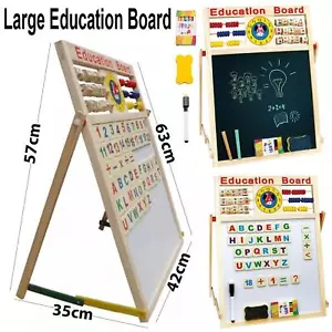 Kids Wooden Easel 6 in1 Whiteboard Blackboard Drawing Educational Activity Board - Picture 1 of 11