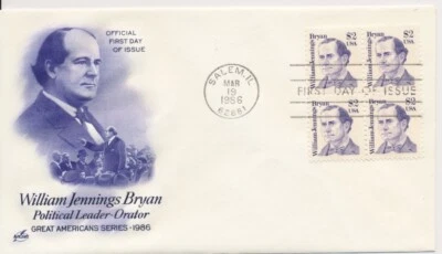 #2195 $2 William Jennings Bryan mixed cachet First Day covers lot of 4 - Image 1 of 2